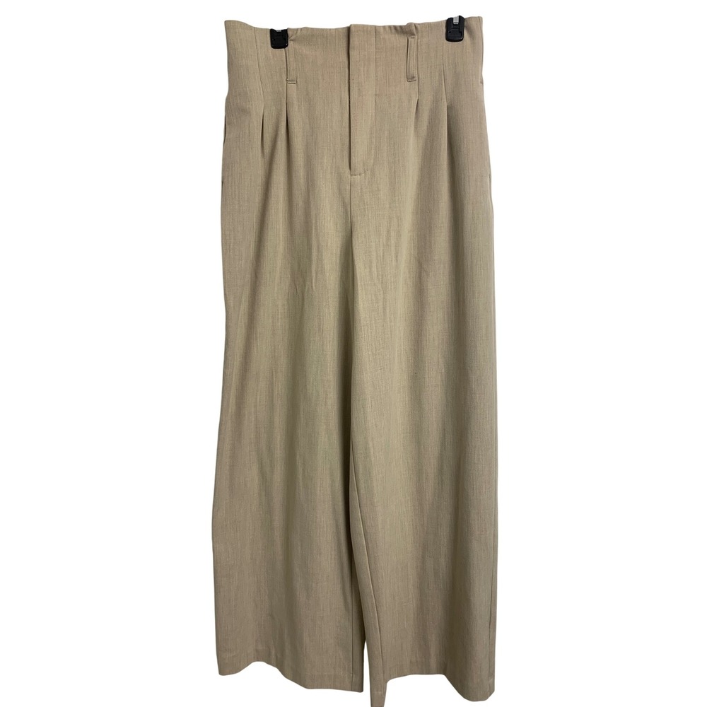 Nine West Beige High Waisted Wide Leg Pleated Dress Pants Size M